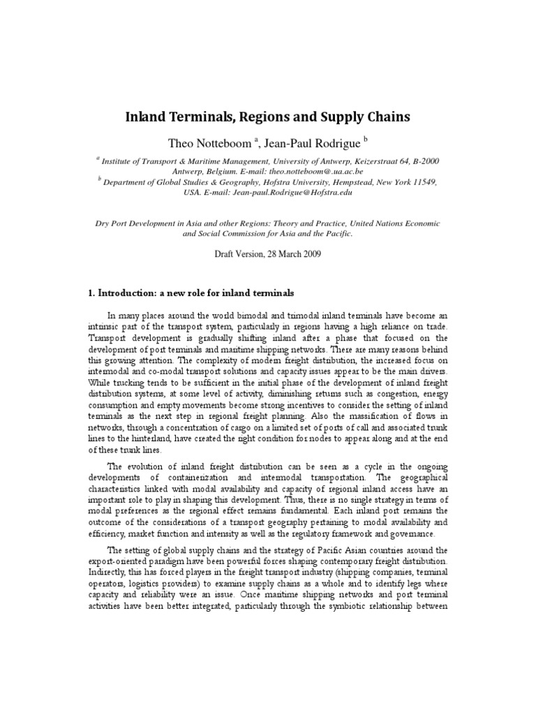 Role of Inland Terminals in Freight Distribution | PDF | Port ...