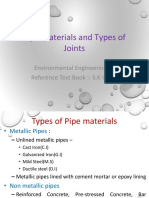 Pipe Materials and Types of Joints: Environmental Engineering - I Reference Text Book:-S.K GARG