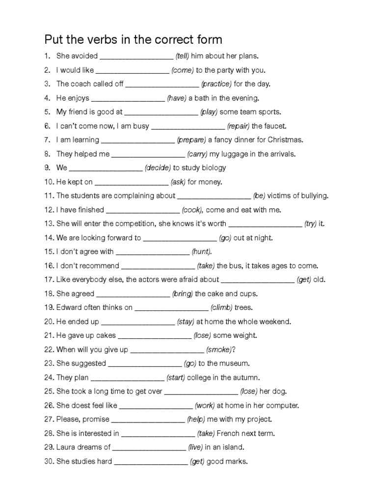 Verb Form Practice Exercises | PDF