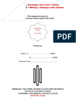 Topic 2: Assignment 2:: Greetings and Leave Taking Writing A Dialogue With Partner