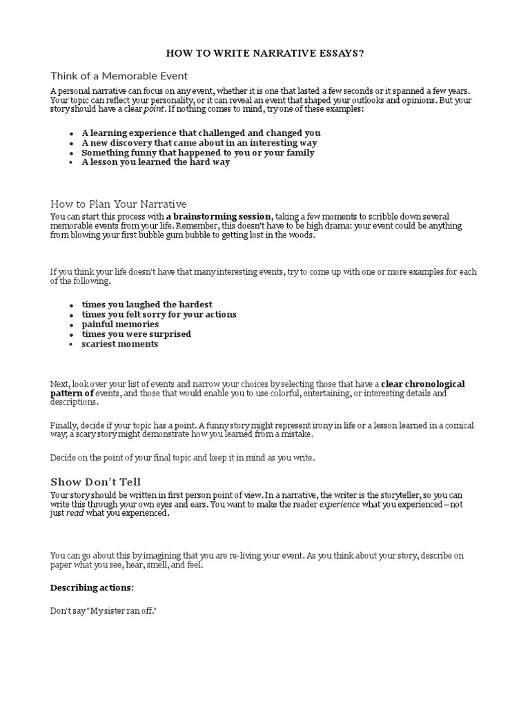 How To Write Narrative Essays? | PDF | Narrative | Narration