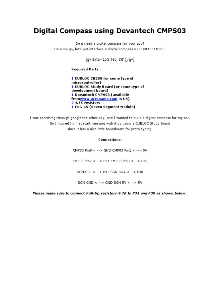 Digital Compass Integration with CMPS03 | PDF | Computer Hardware ...