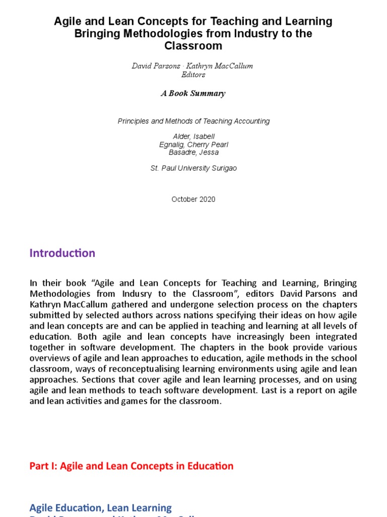 Agile and Lean Concepts For Teaching and Learning - Part1 | PDF | Agile ...