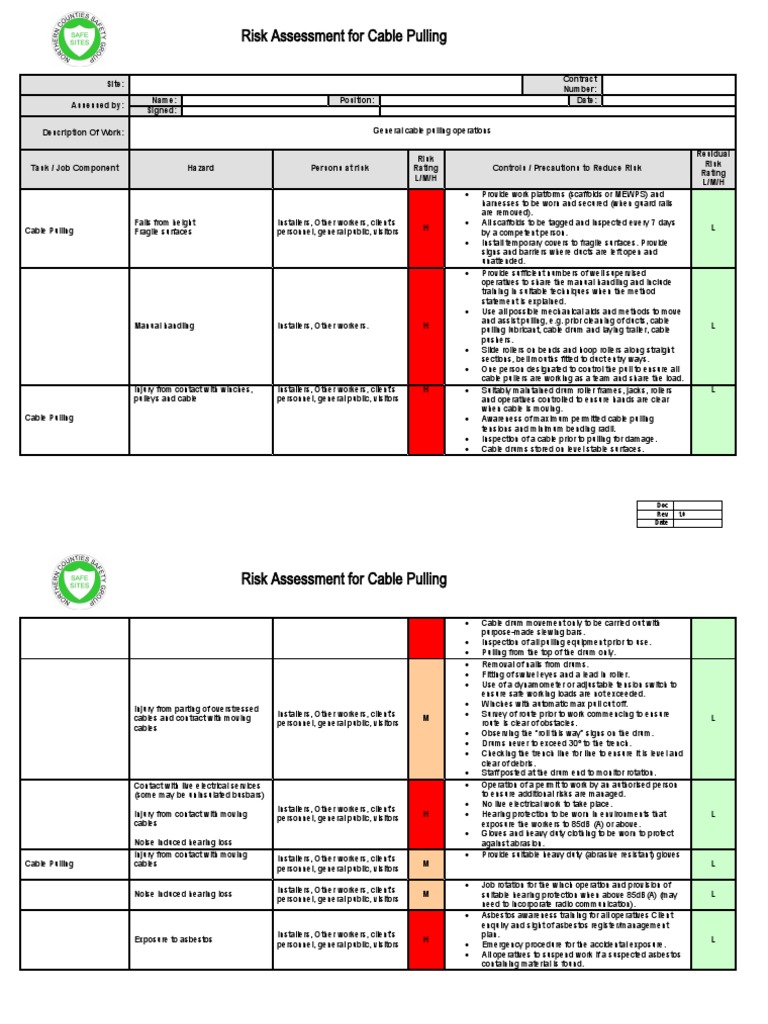 Cable Pulling | PDF | Hazards | Risk