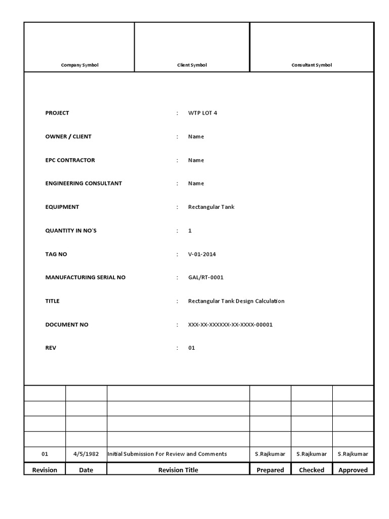 Rectangular Tank Calculation PDF Bending Strength Of Materials