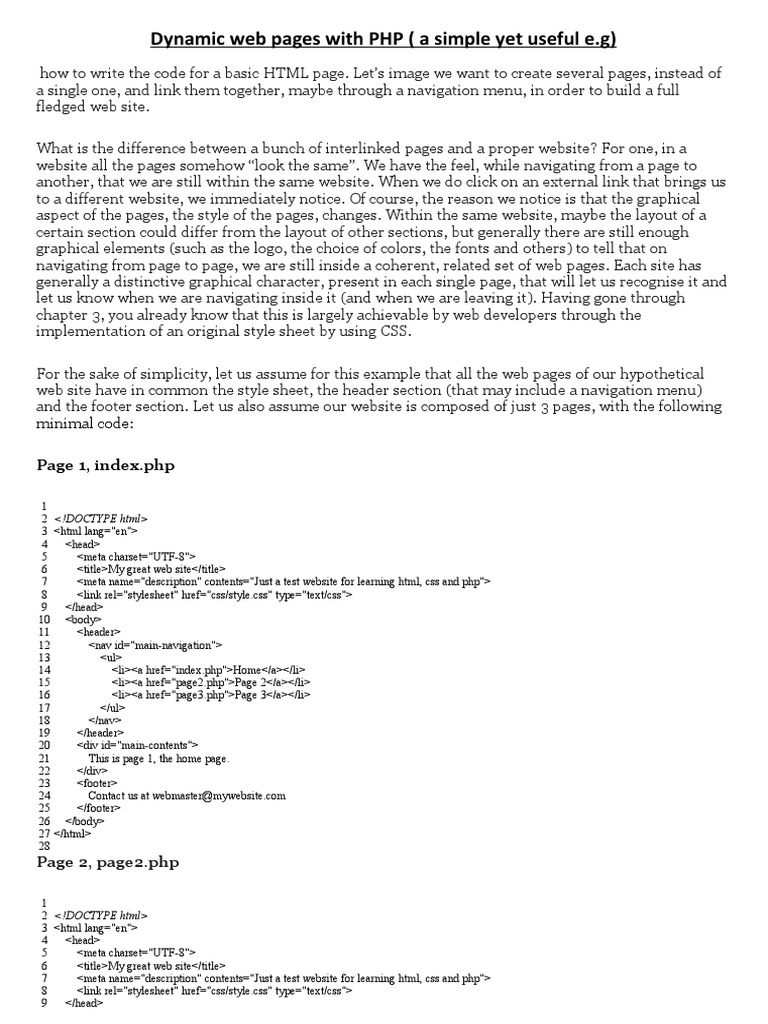 Dynamic Web Pages With PHP (A Simple Yet Useful E.g) : Minimal Code ...