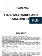 19MEPC304: Fluid Mechanics and Machinery