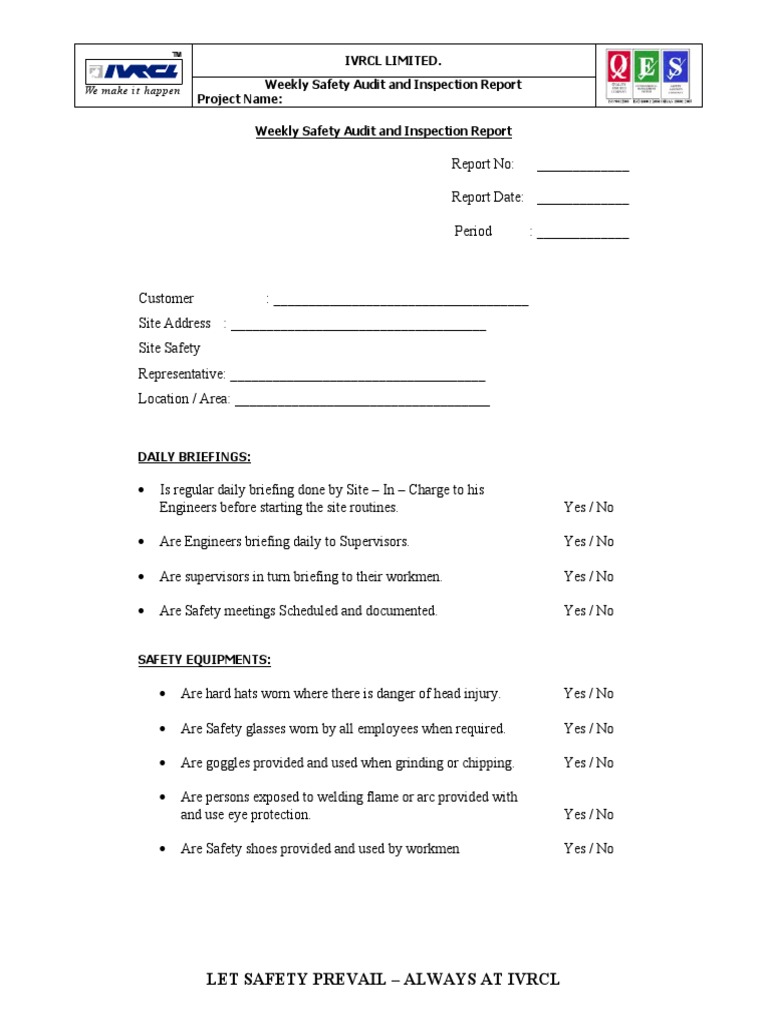 05 - Weekly Safety Audit and Inspection Report | Download Free PDF ...