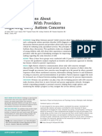 Parent Perceptions About Communicating With Providers Regarding Early Autism Concerns