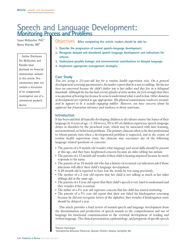 Speech-Language Development Milestones | PDF | Language Development ...