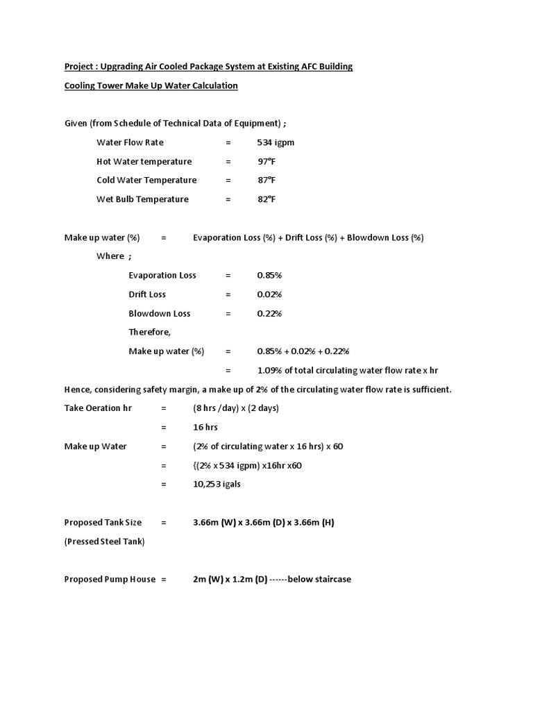 Cooling Tower Make Up Water Calculation | PDF