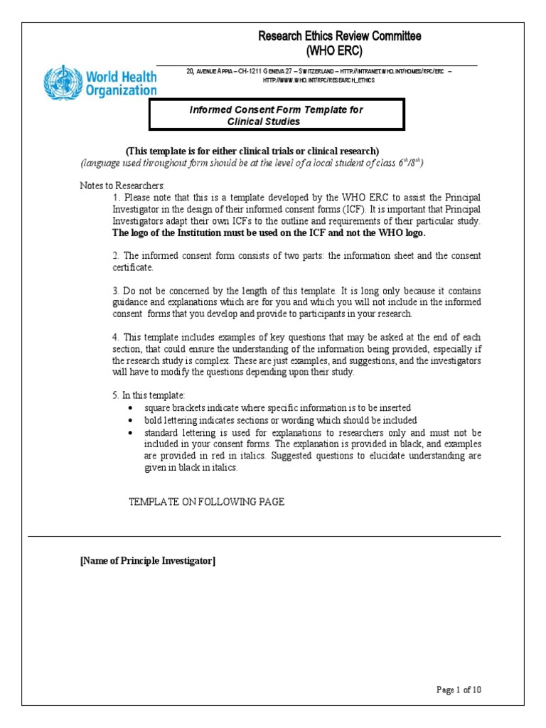 Informed Consent Form Template Tagalog | PDF | Clinical Trial ...