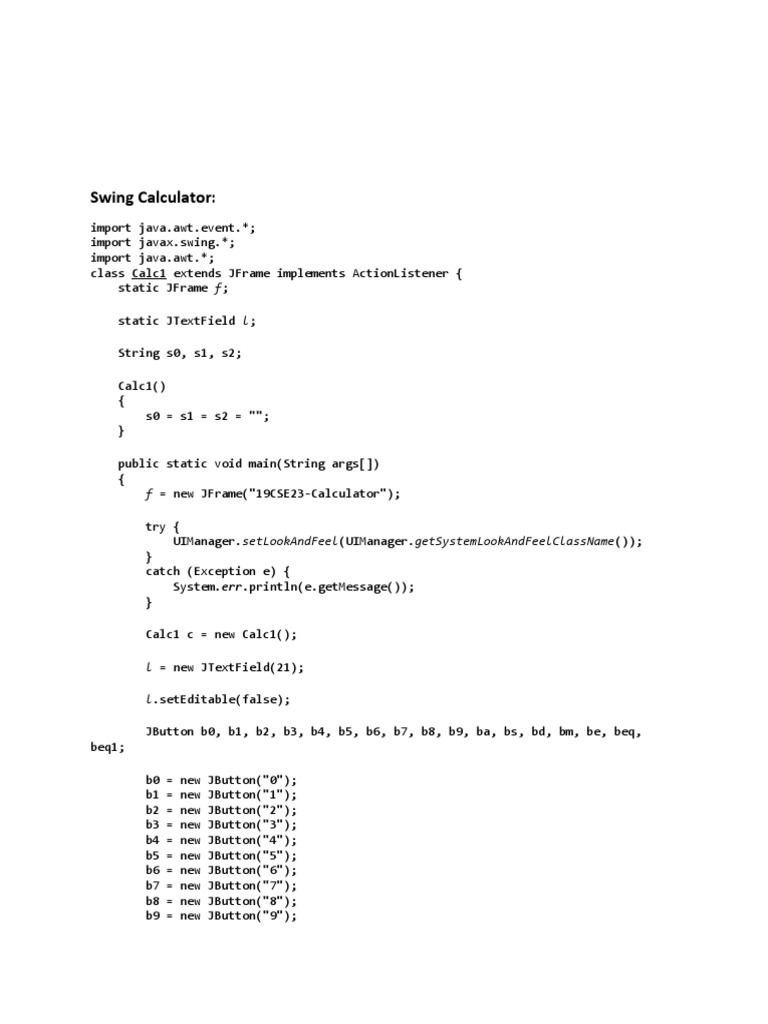 Swing Calculator | PDF | Java Platform | Unix Software