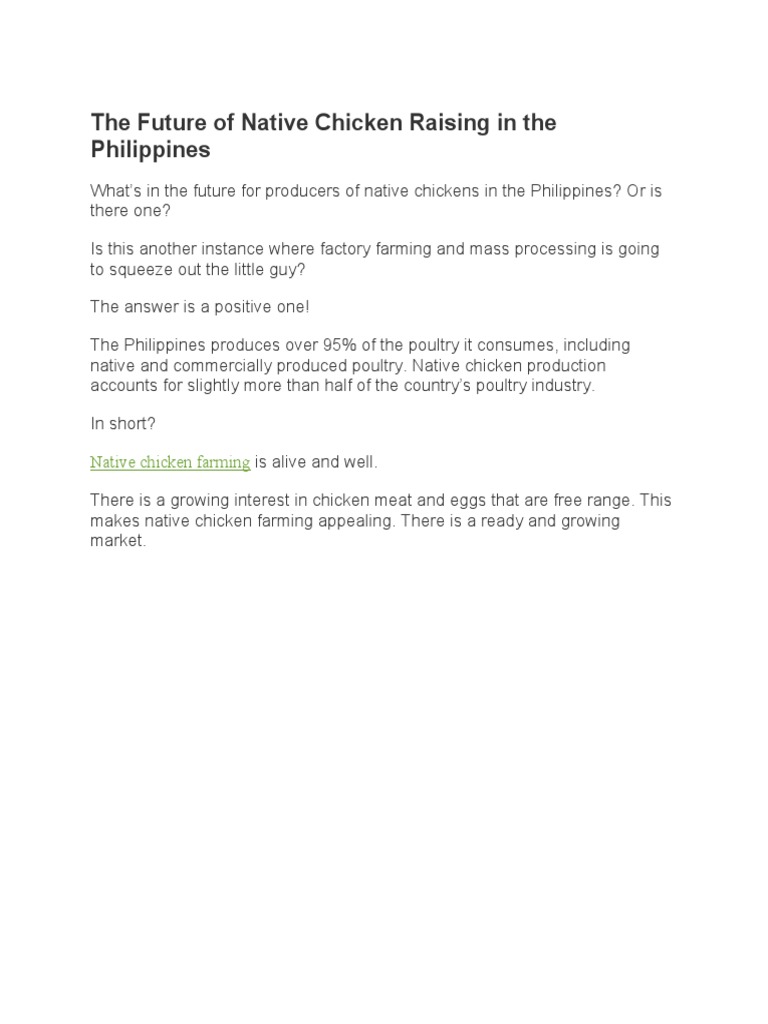 Future of Native Chicken Farming in PH | PDF | Chicken | Agriculture