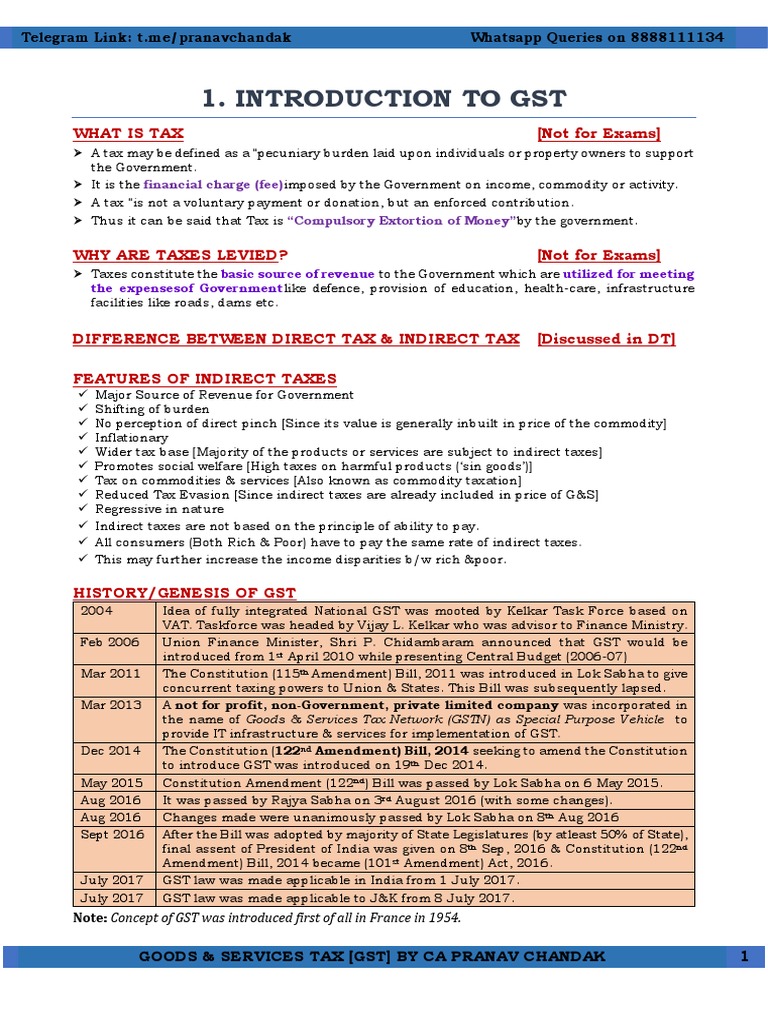 Introduction To GST: What Is Tax (Not For Exams) | PDF | Indirect Tax ...