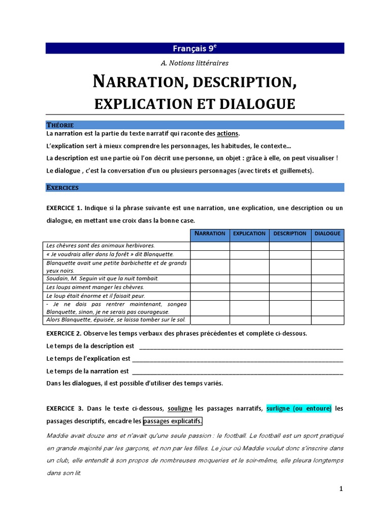 Narration et Dialogue en Récit | PDF
