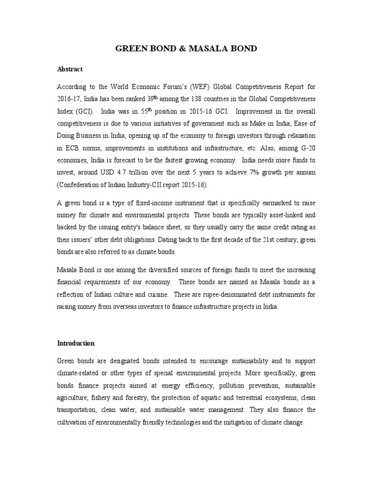 Green Bond & Masala Bond PDF Bonds (Finance) Climate Change