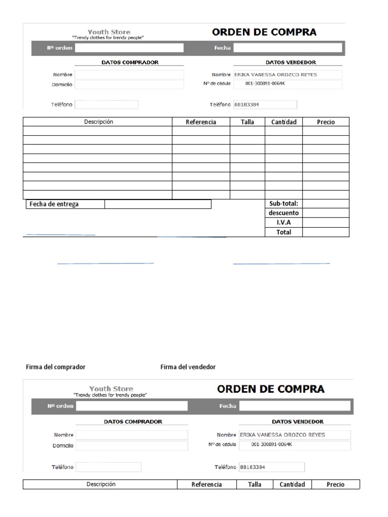 Orden de Compra-Blanco | PDF