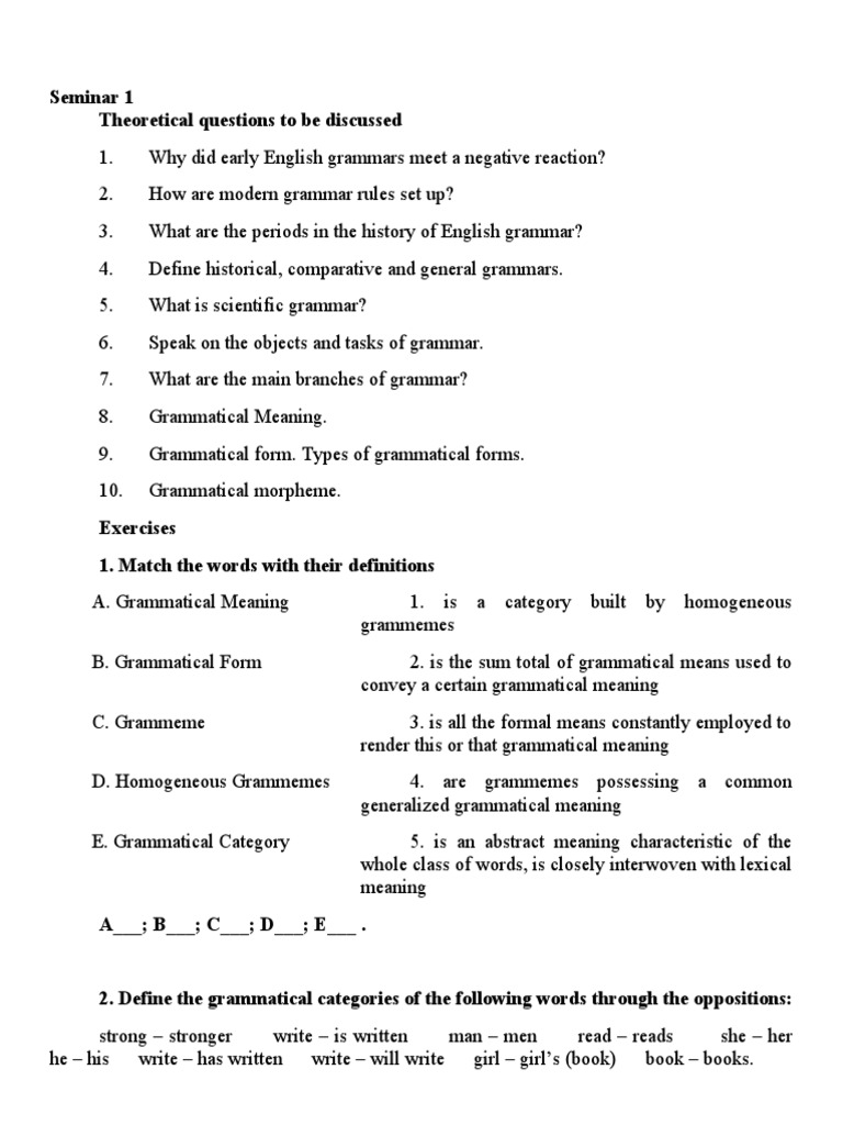 Seminar Introduction. Basic Concepts | PDF | Grammar | English Grammar