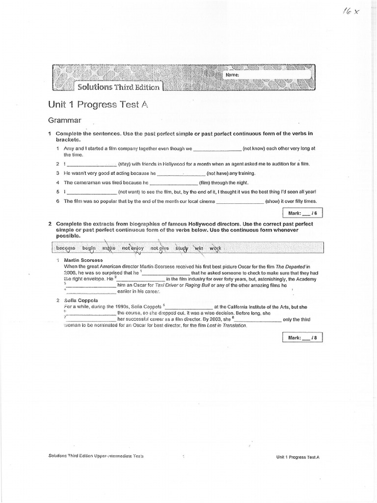 Unit 1 Progress Test A