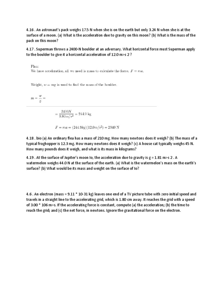 Mass of Box on Frictionless Pond | PDF | Weight | Mass