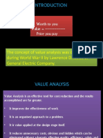 The Concept of Value Analysis Was Developed During World War II by Lawrence D. Miles of General Electric Company