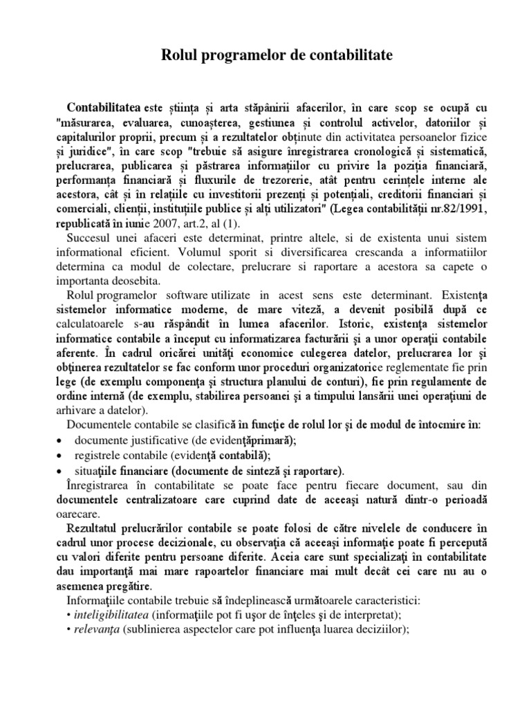 Programe de Contabilitate | PDF
