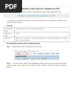 Maintain Credit Limit For Customers in SAP