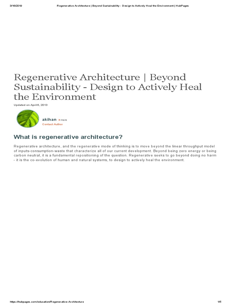Article - Regenerative Architecture PDF | PDF | Sustainability | Waste