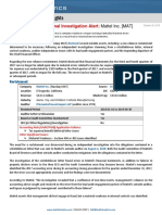 Restatement and Internal Investigation Alert - Mattel Inc. (MAT) PDF