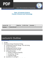 Strings: Dept. of Computer Science Faculty of Science and Technology