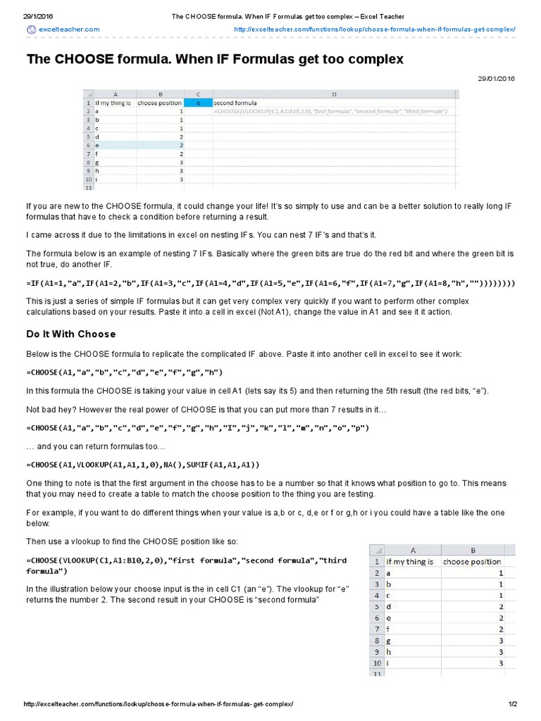 The CHOOSE Formula PDF Formula Teaching Mathematics