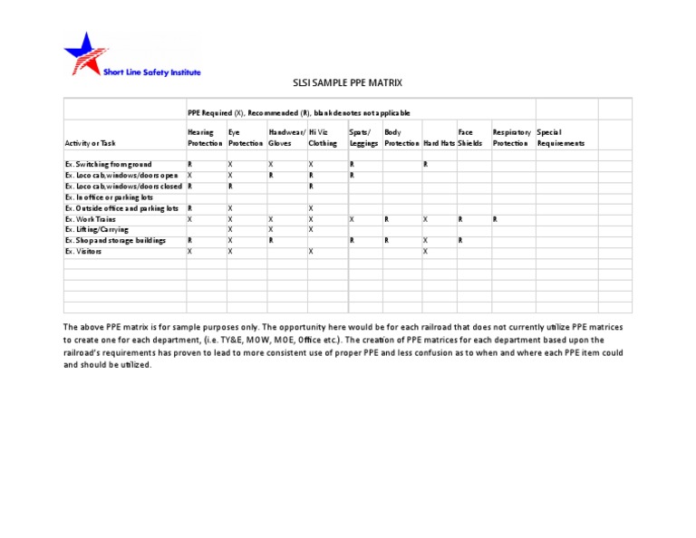 SLSI Sample PPE Matrix | PDF