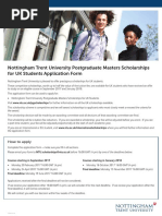 Nottingham Trent University Postgraduate Masters Scholarships For UK Students Application Form