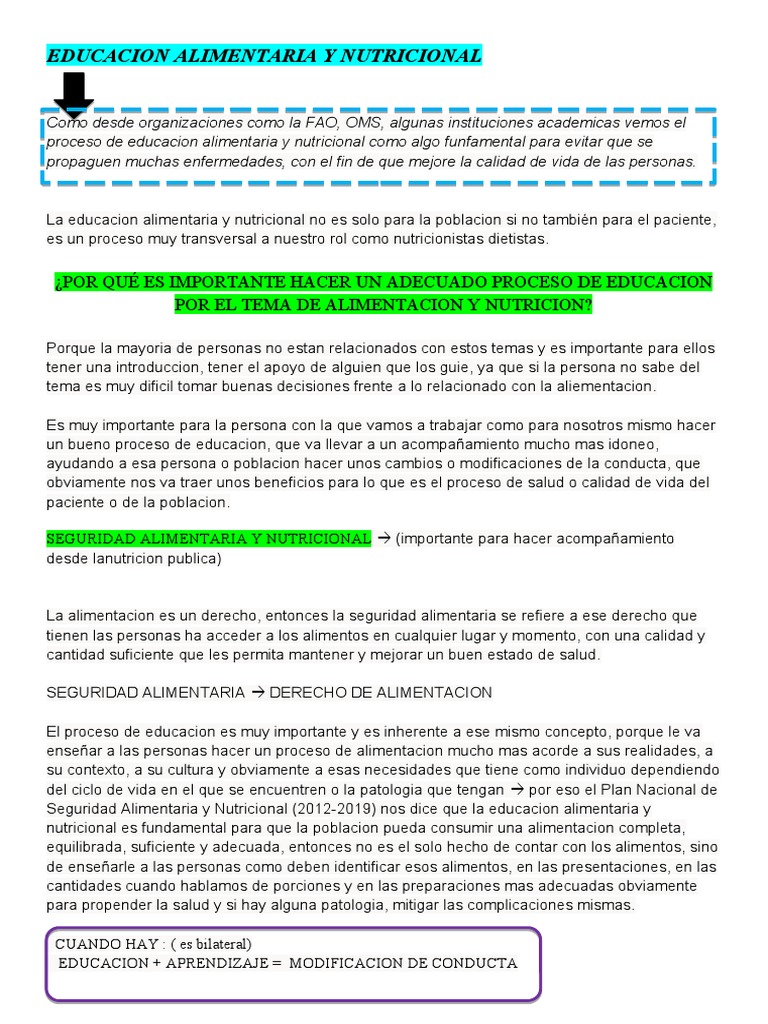 Educación Alimentaria y Calidad de Vida | PDF | Alimentos | Nutrición