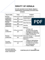 University of Kerala: Day & Date Time Subject