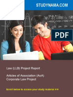 Articles of Association (AoA) - Corporate Law Project Report