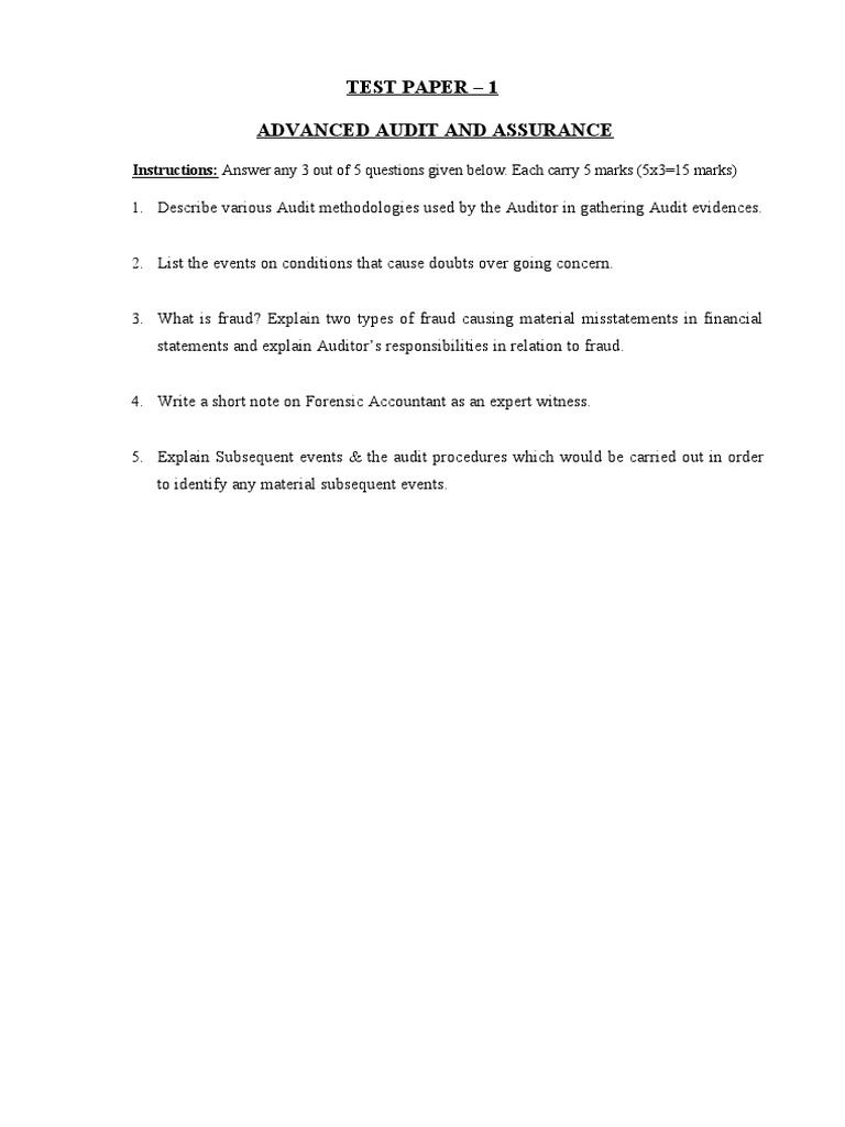 Audit Test Paper 1 Set2 PDF