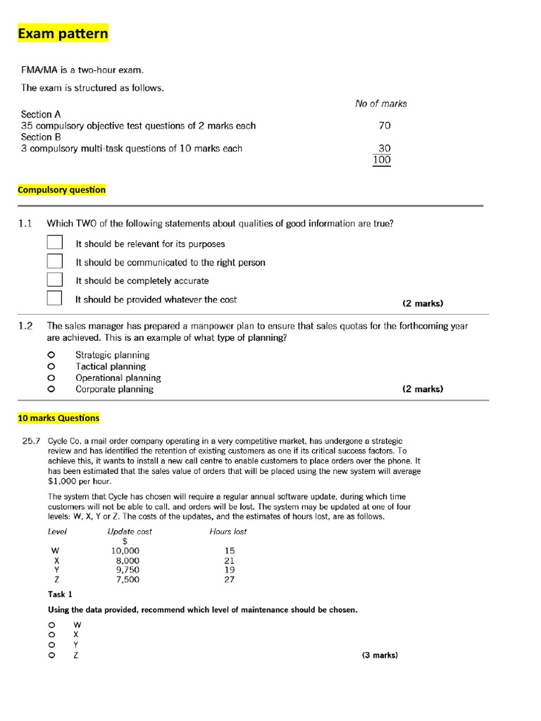 Exam Pattern: Compulsory Question | PDF