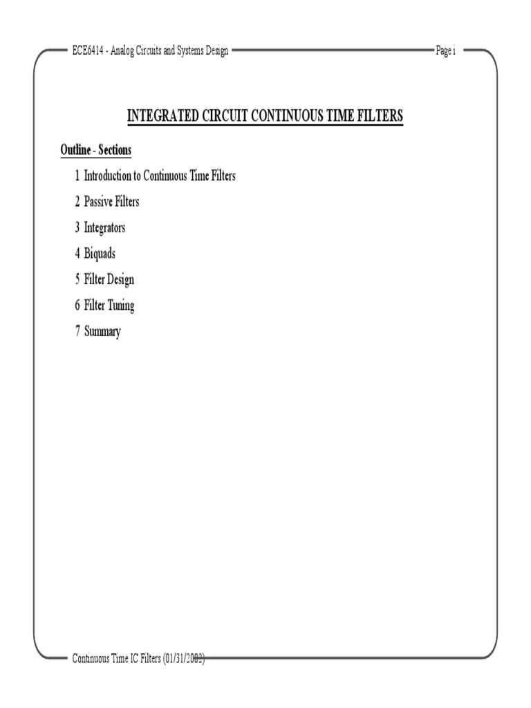 CT ICfilters | PDF | Discrete Time And Continuous Time | Electronic Filter