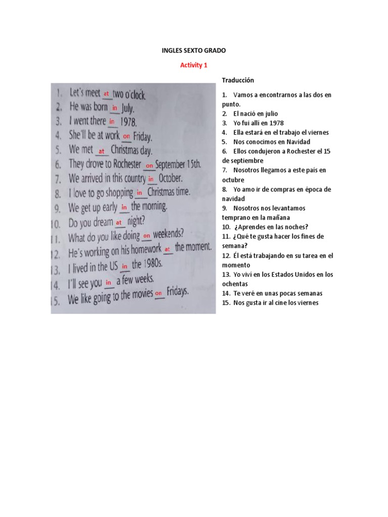 Ingles Sexto Grado 2 | PDF