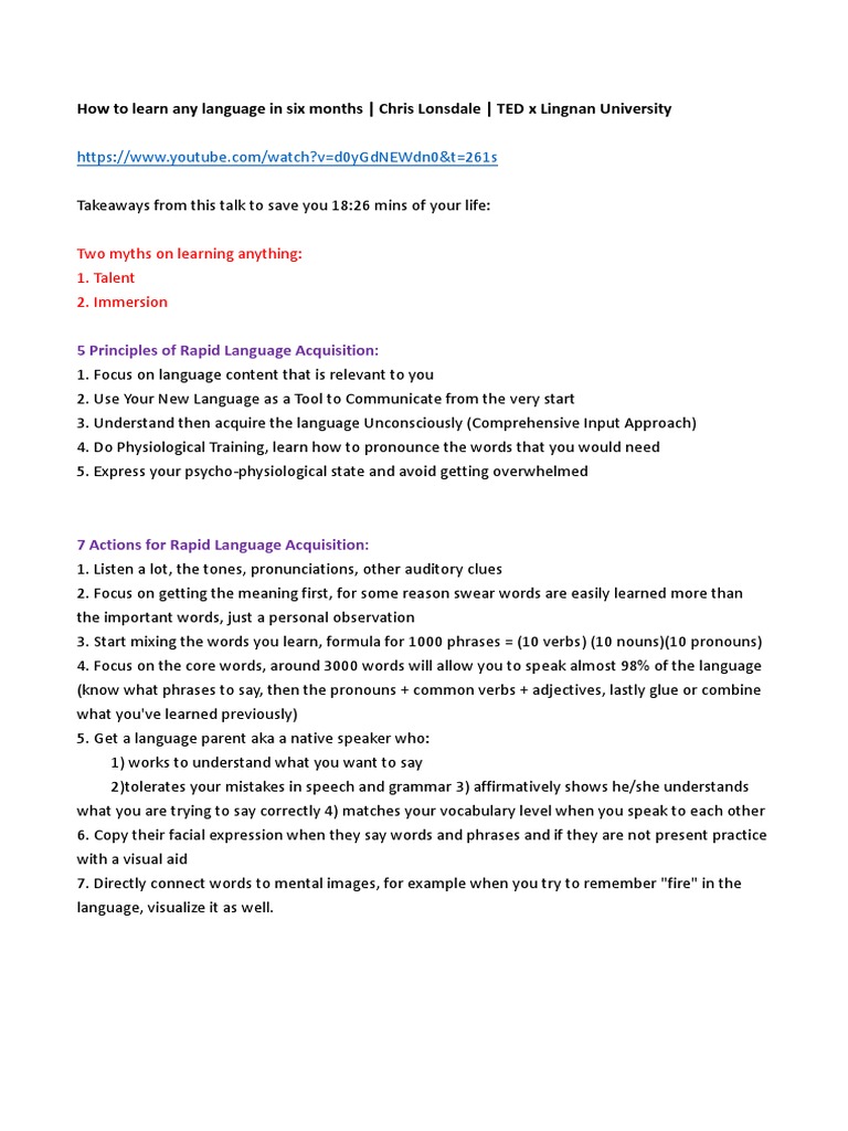 Rapid Language Learning Guide | PDF