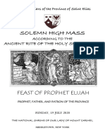 Solemn High Mass: Feast of Prophet Elijah