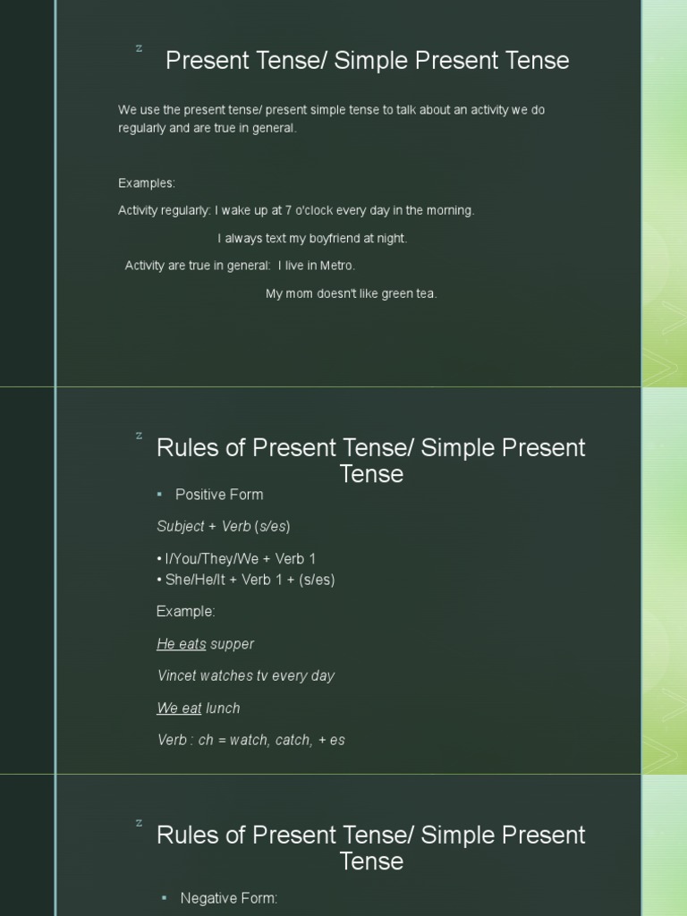 Simple Present Tense Rules & Examples | PDF | Language Arts ...