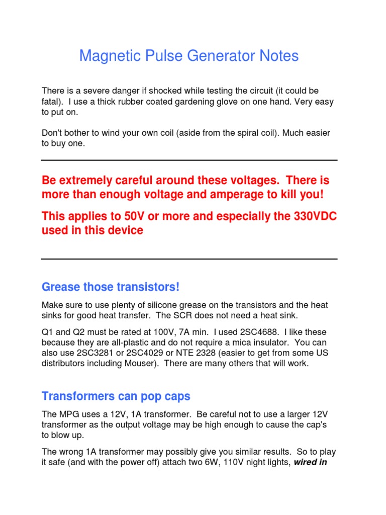 Pulse Generator Notes PDF PDF Transformer Diode