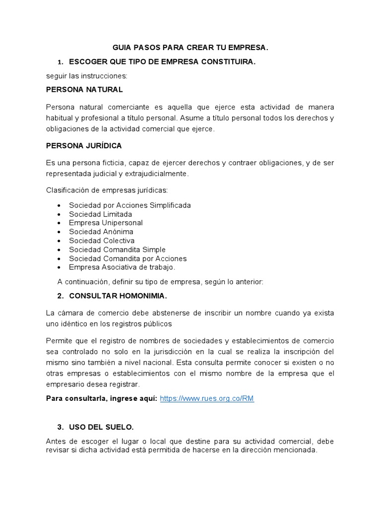 GUIA PASOS PARA CREAR EMPREsa | PDF | Sociedad | Business
