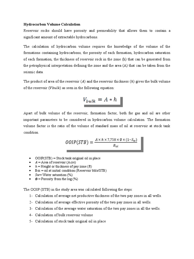 Hydrocarbon Volume Calculation Methods | PDF | Petroleum Reservoir ...