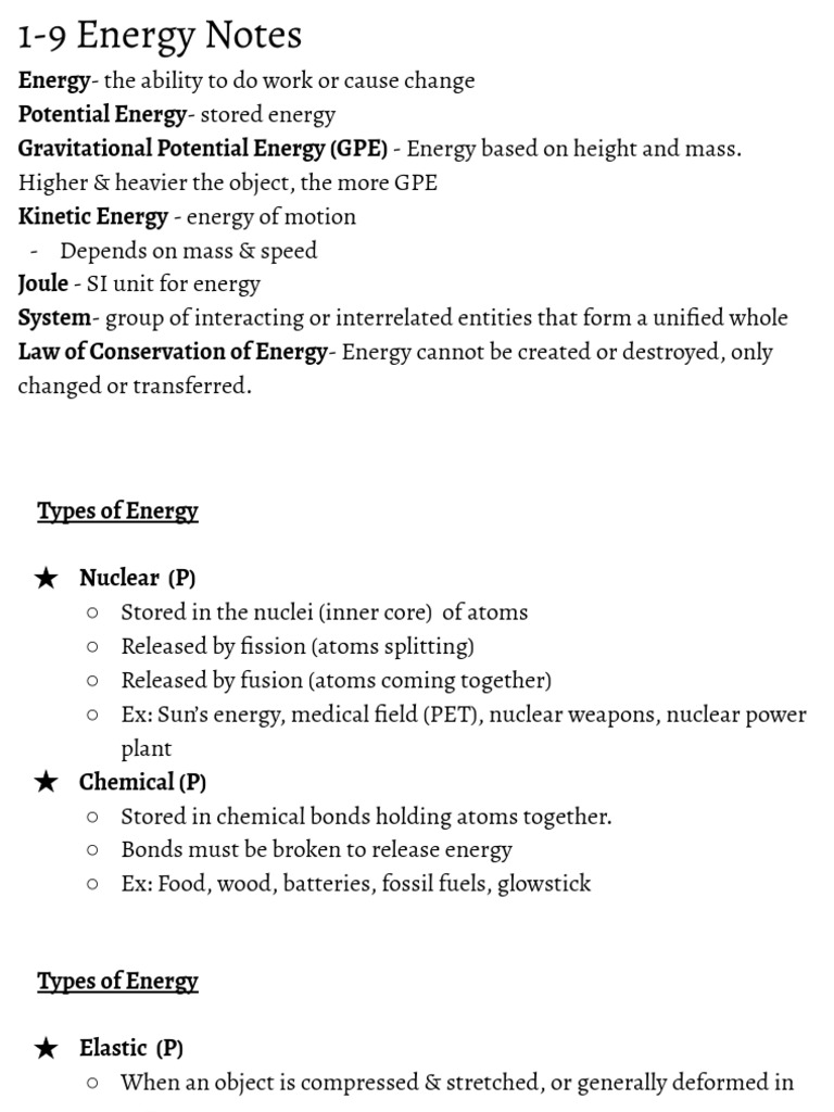 Types and Concepts of Energy Explained | PDF | Science & Mathematics