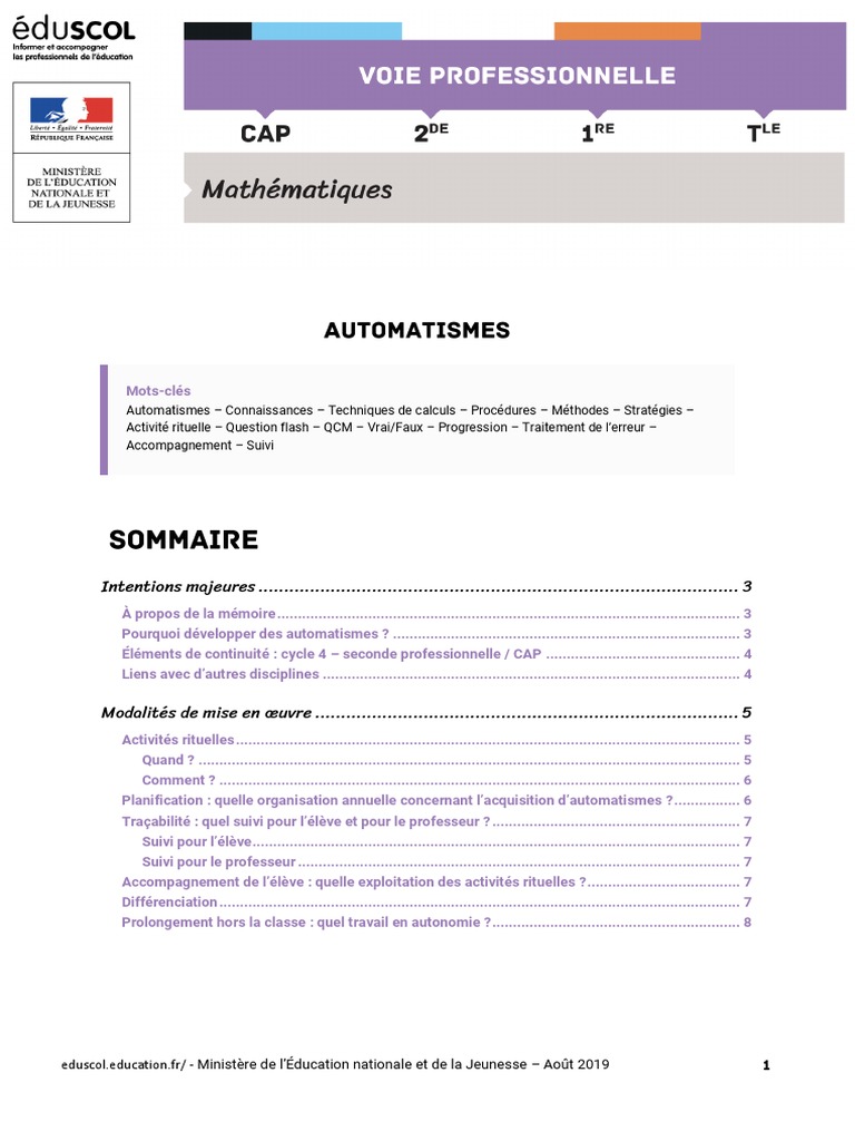 Développer des automatismes en maths | PDF | Fonction (Mathématiques ...