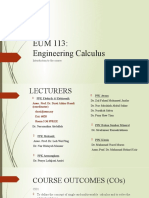EUM 113: Engineering Calculus: Introduction To The Course